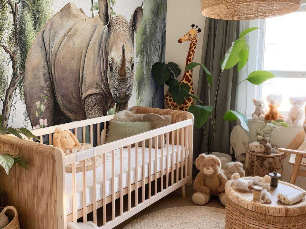 Baby rhino on the savannah