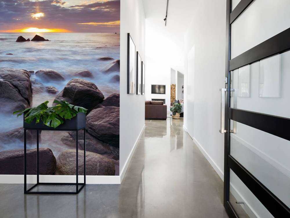 Sunset over a rocky coast