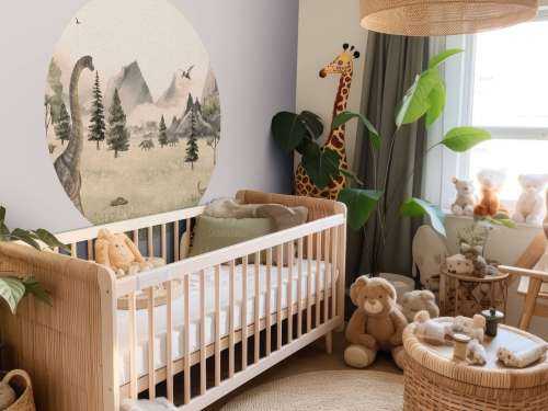 Landscape with dinosaurs in beige