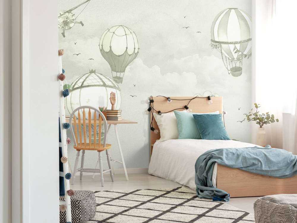 Hot-air balloons in green