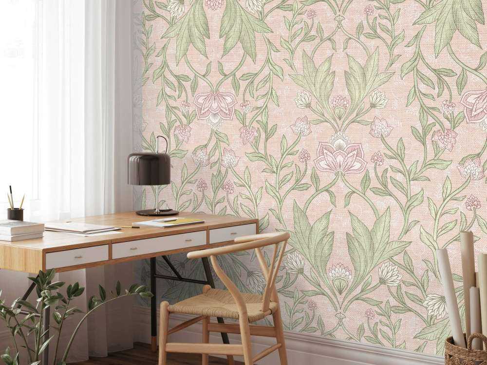 Morris floral damask - pastel pink