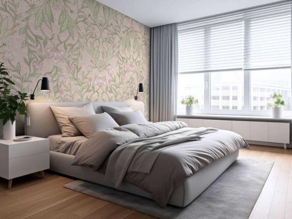 Morris floral damask - pastel pink