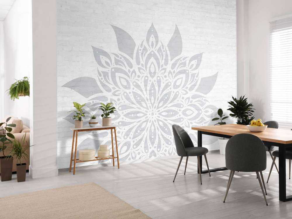 Light gray Mandala On Brick