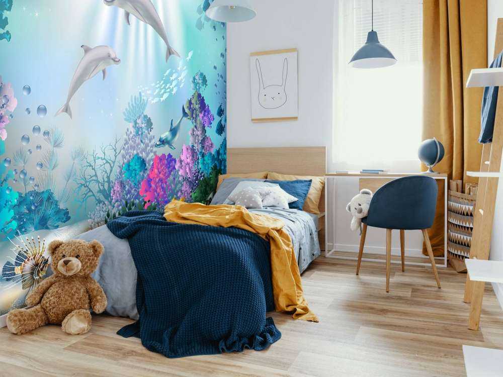 Underwater world with dolphins