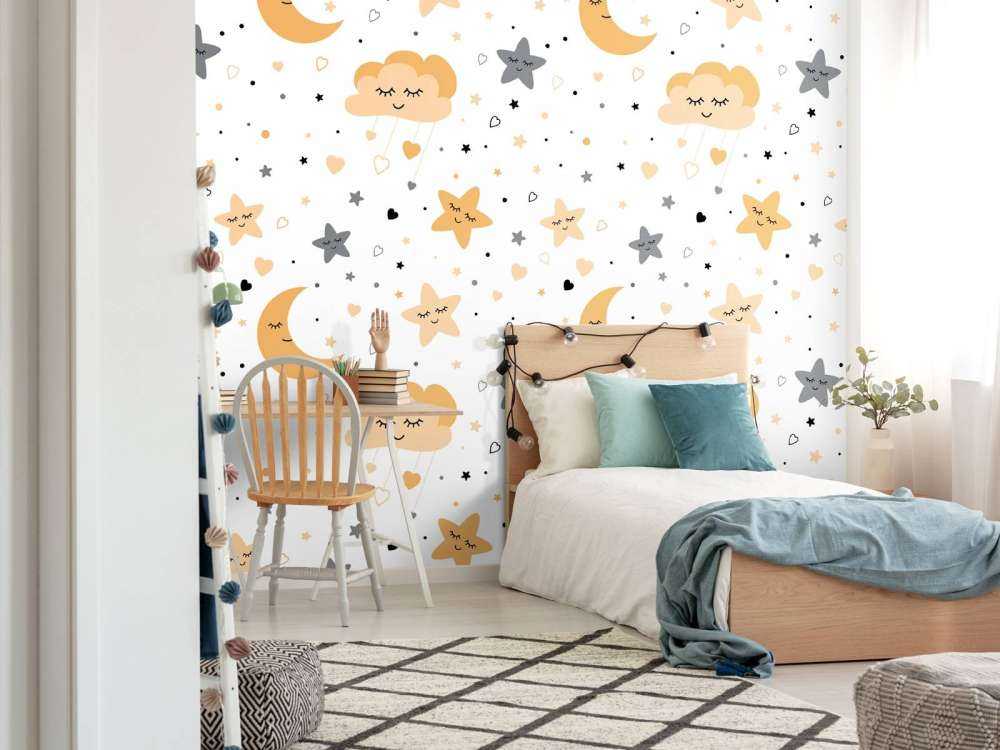 Clouds, moons and stars