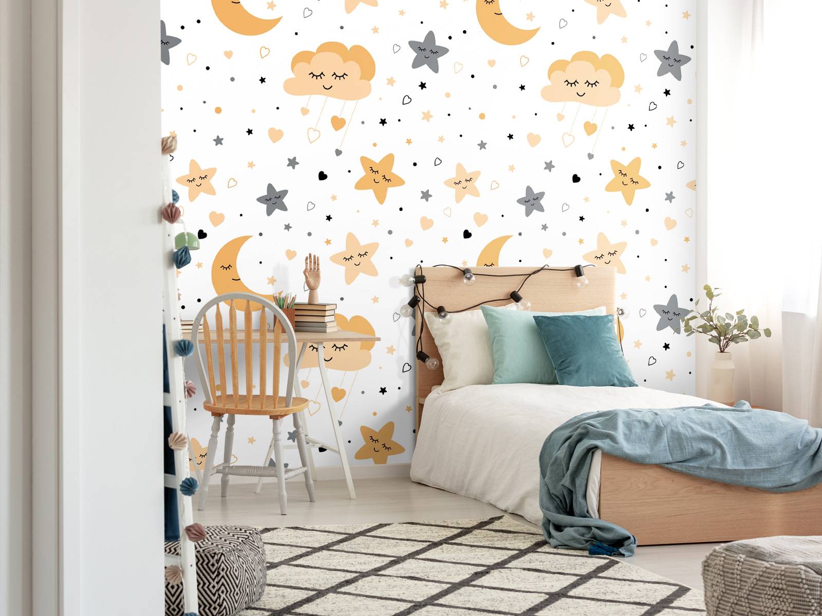 Clouds, moons and stars