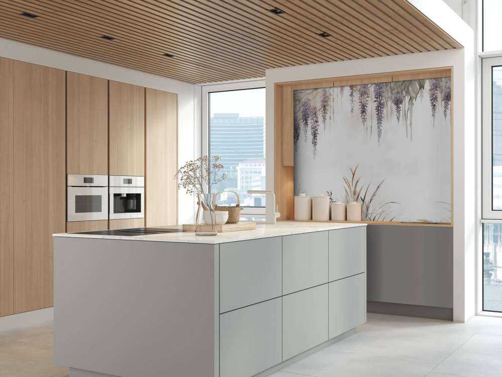 Wisteria and Field Grasses Beige