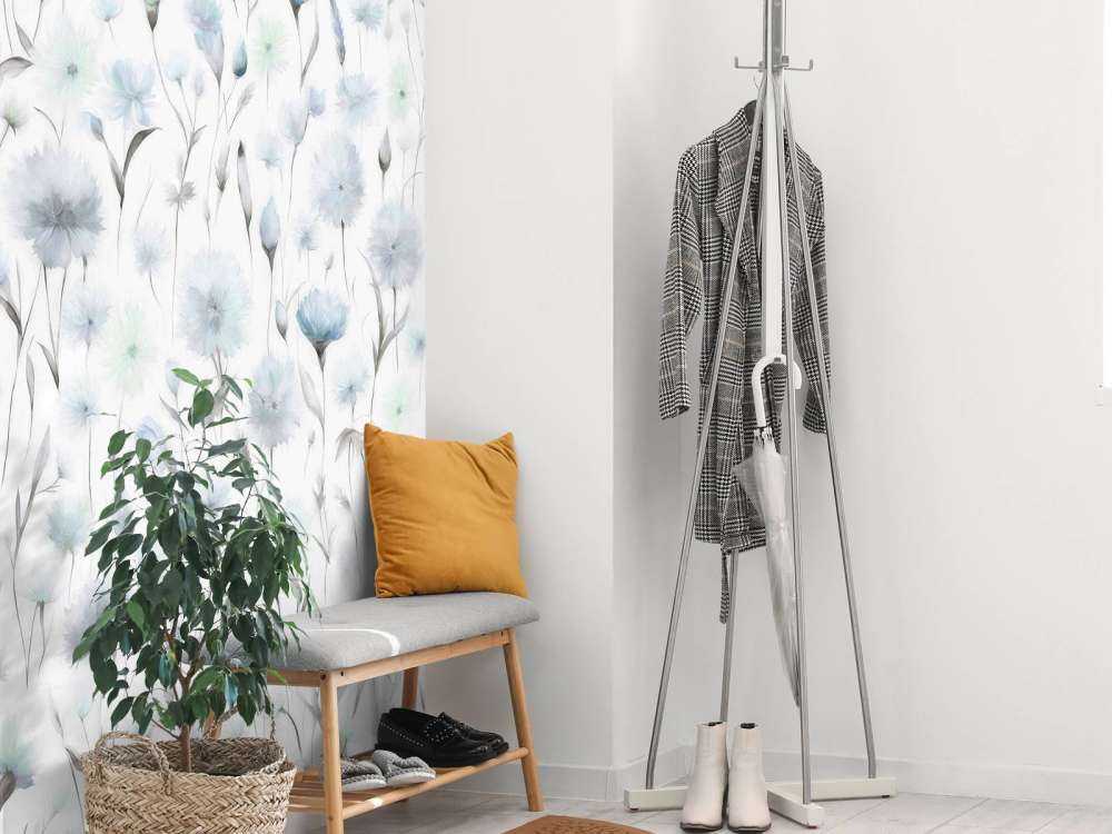 Cornflowers and field grasses blue