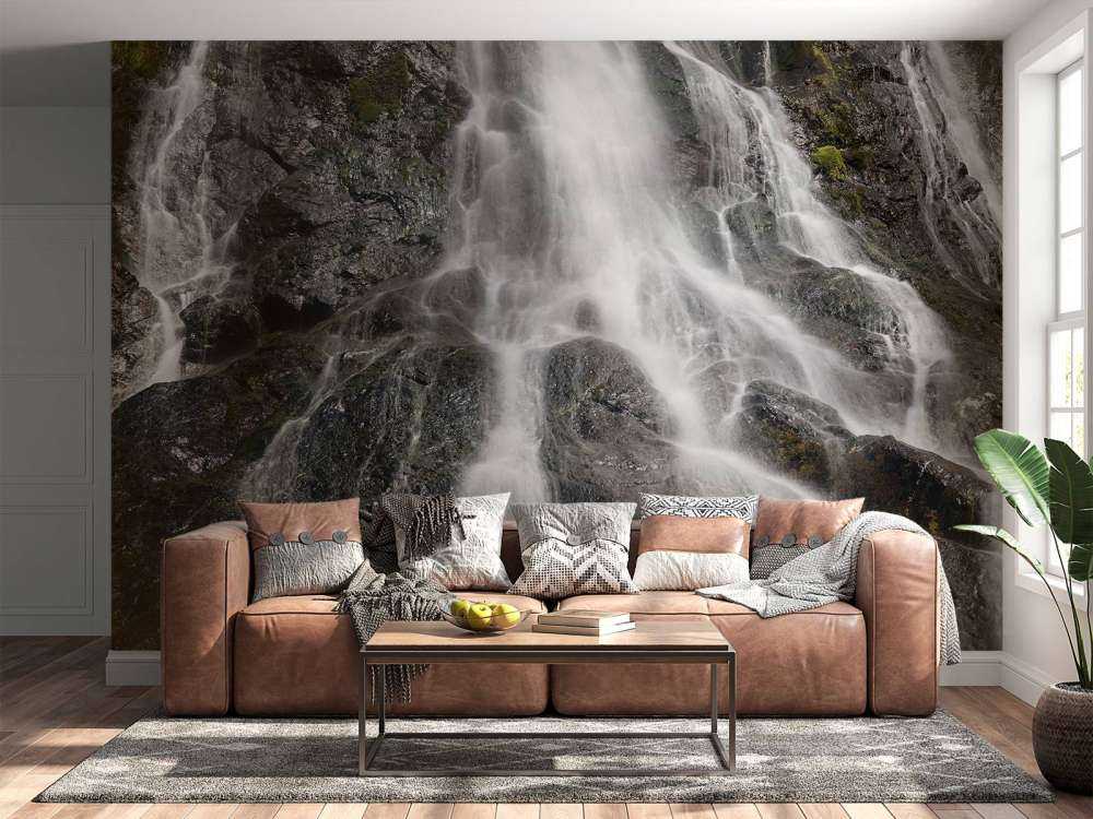 Waterfall on rock 