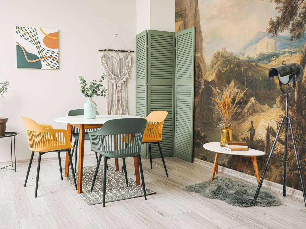 Mountainous landscape with fisherman