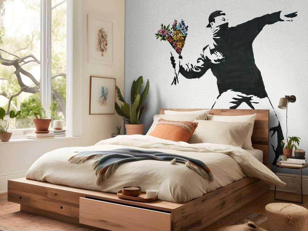 Banksy - Flower thrower, concrete