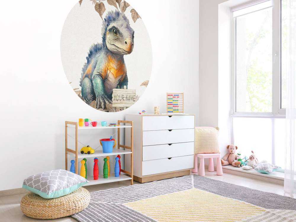 Baby ankylosaurus in the taupe jungle