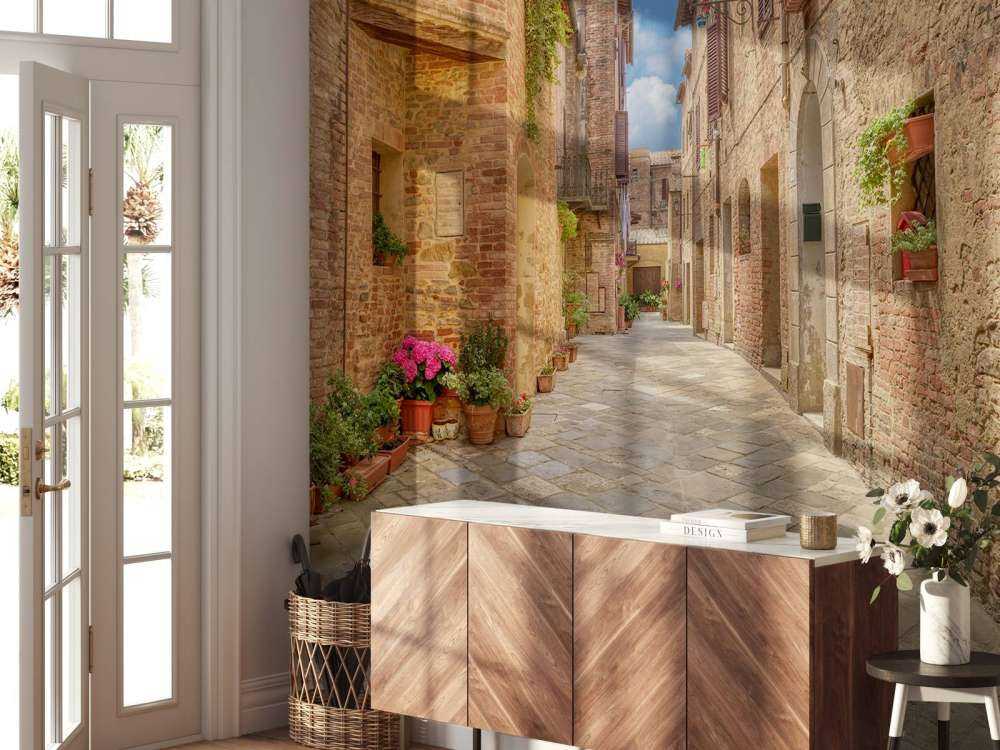 Italian street with plants and flowers