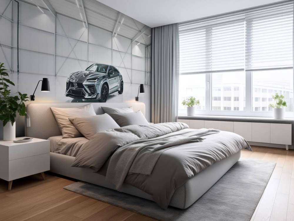 Lamborghini in white hall