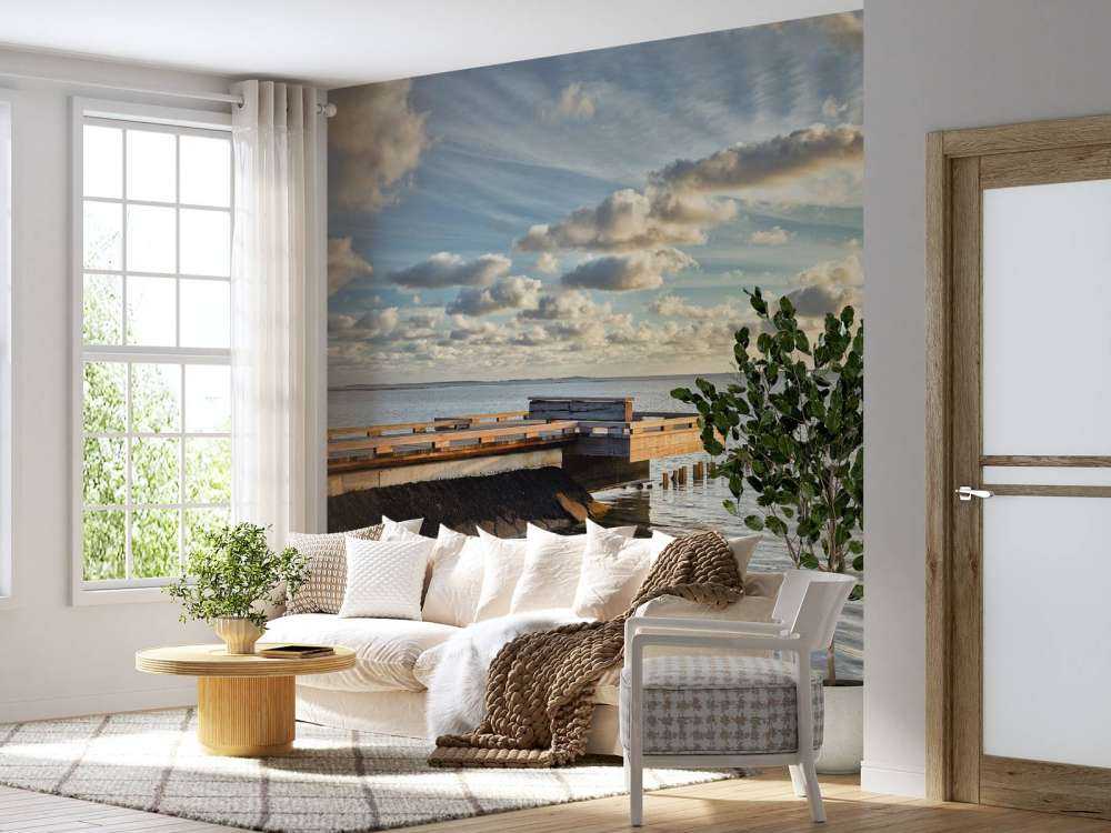 Jetty with beautiful clouds