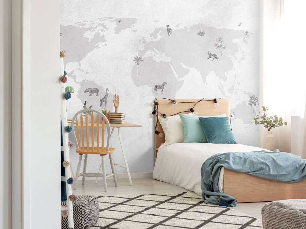 World map sketch grey