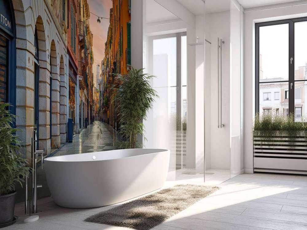 Shopping street at sunrise