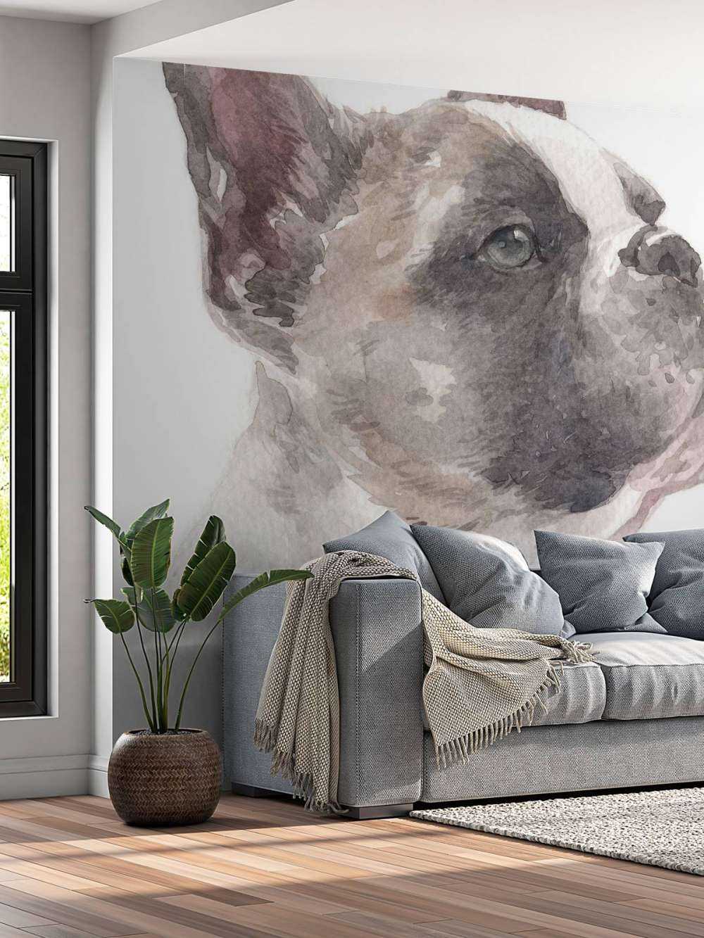 Watercolor French bulldog