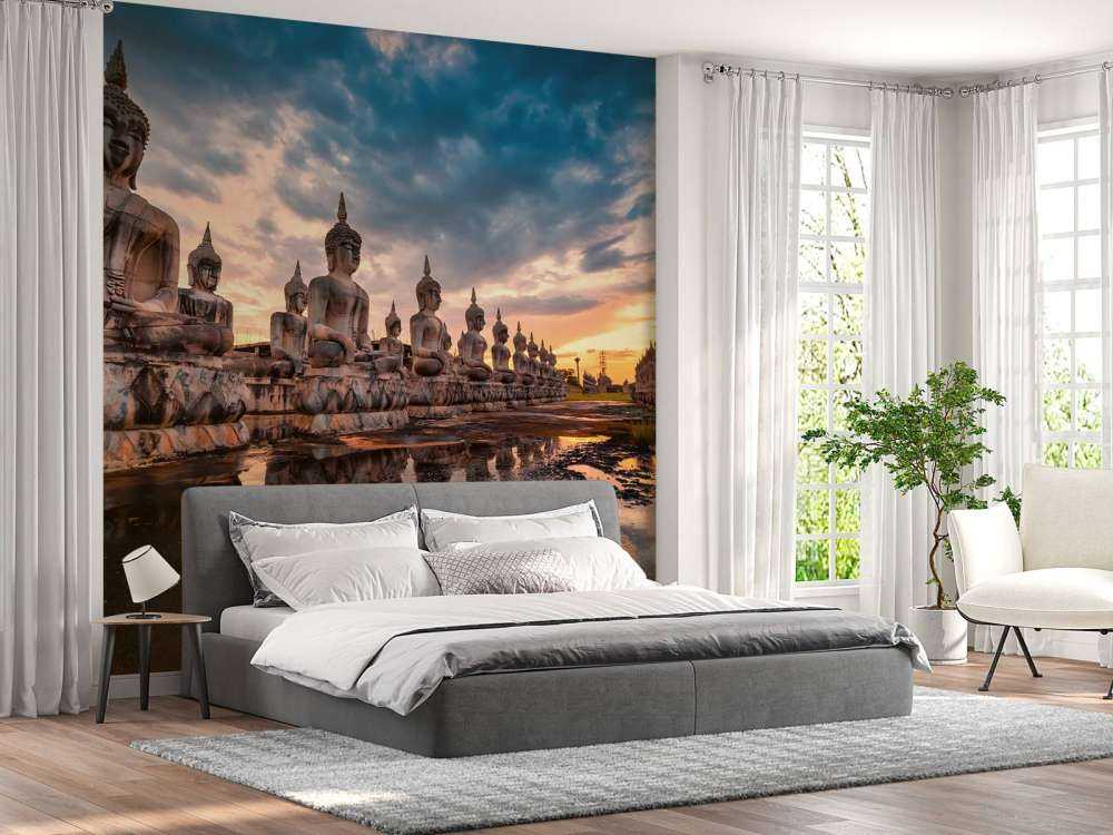 Buddha statues on water