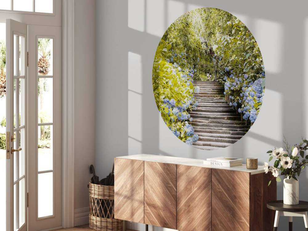 Blue flowers in park