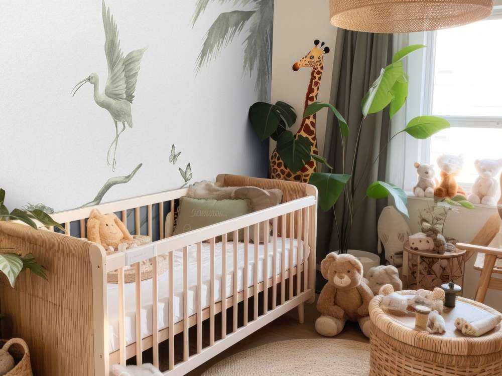 Branch with jungle animals in green