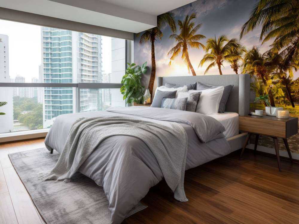 Coconut palms against the sunset