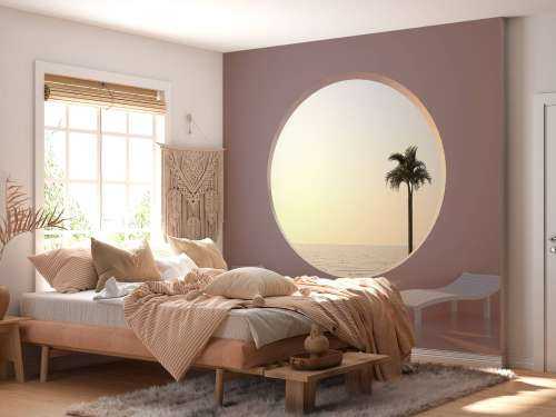 Pink wall with circle