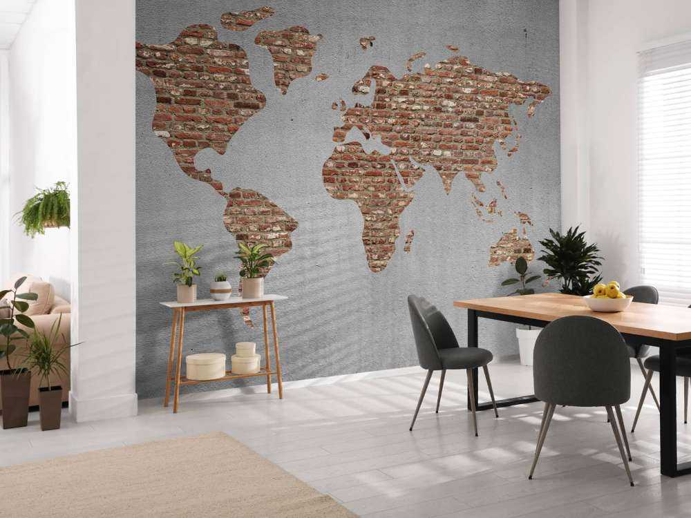 World map with bricks