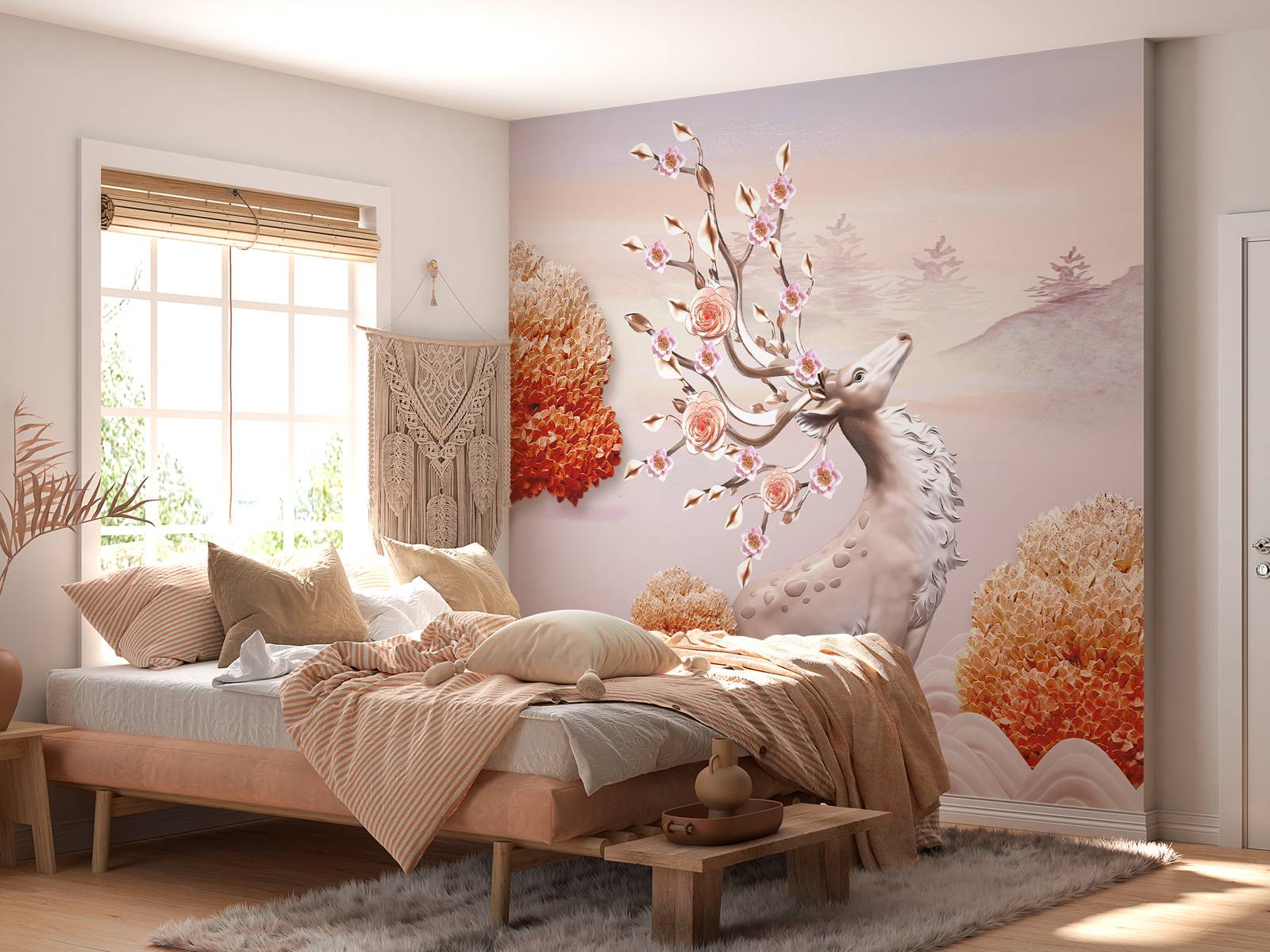 Deer with flowers