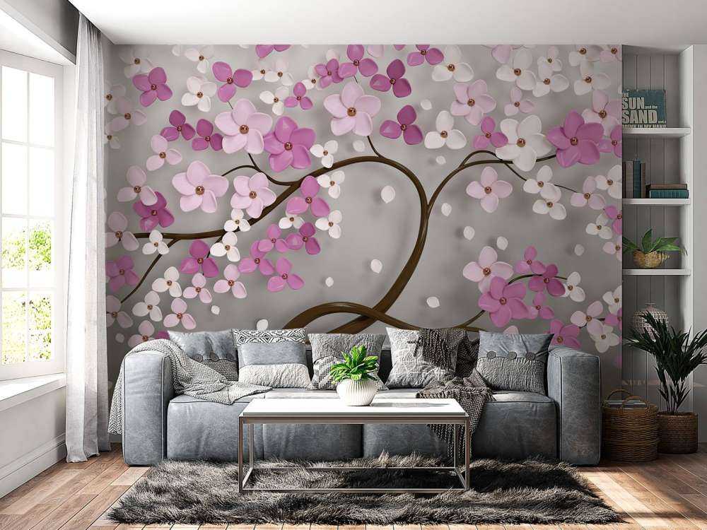 Tree with purple white flowers