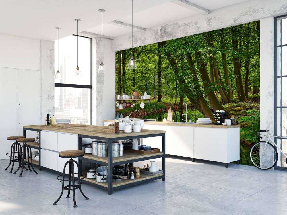 Bent trees by the water