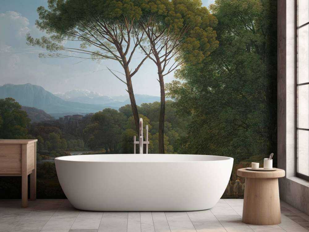 Italian landscape with pine trees