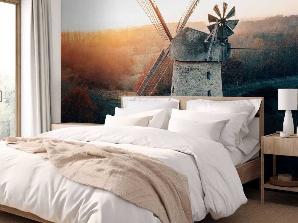 Windmill in beautiful light at sunset