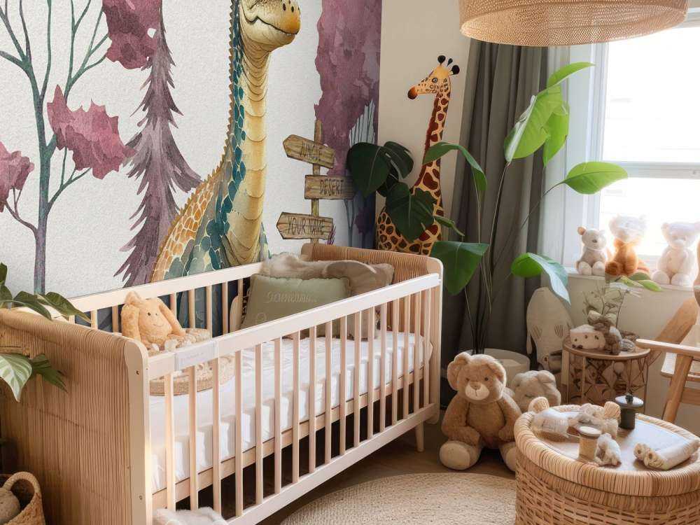 Baby brachiosaurus in the pink jungle