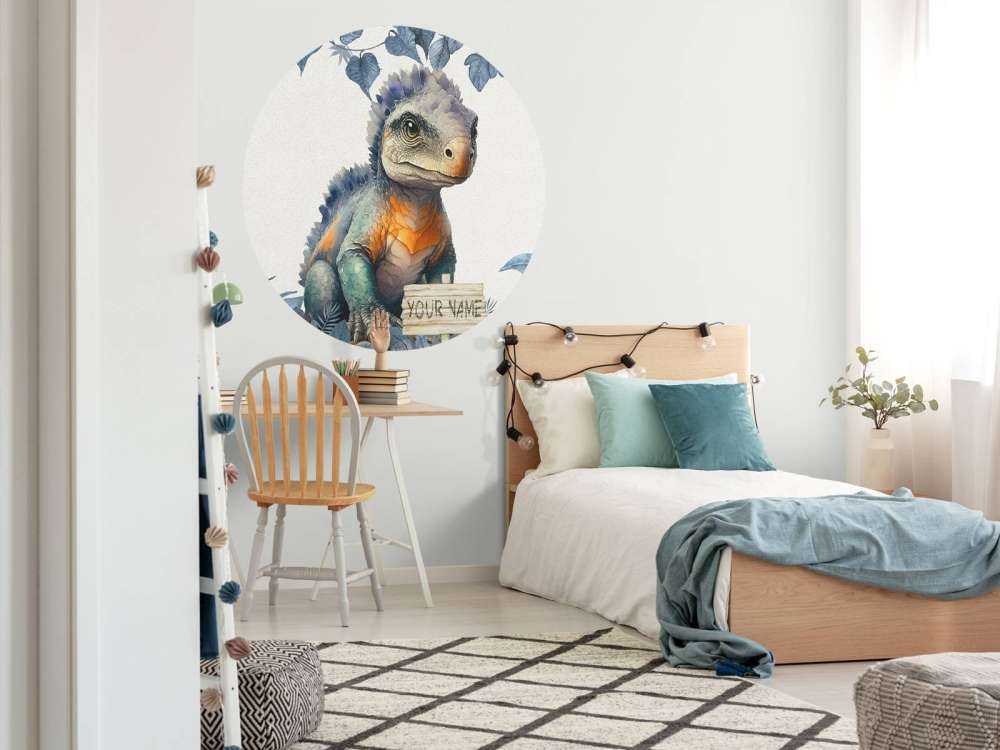 Baby ankylosaurus in the blue jungle