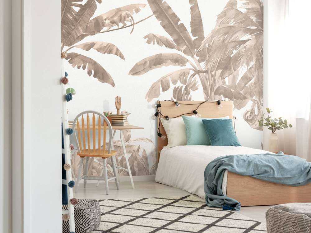 Small jungle animals in taupe