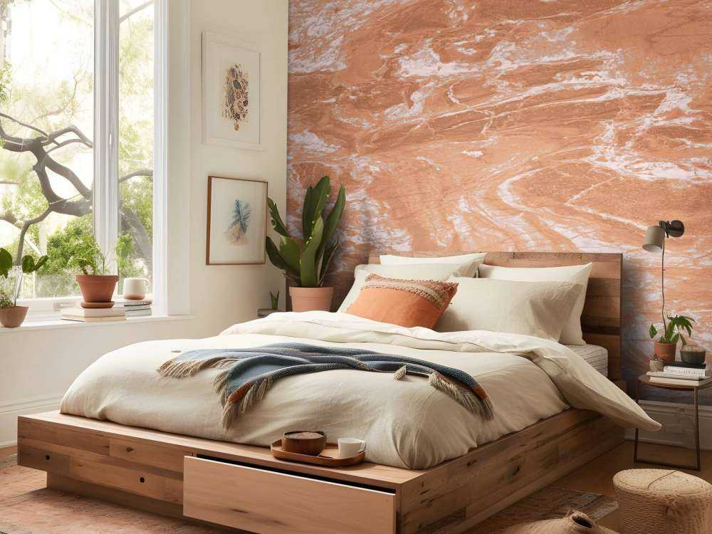 Terracotta marble with sweeping lines