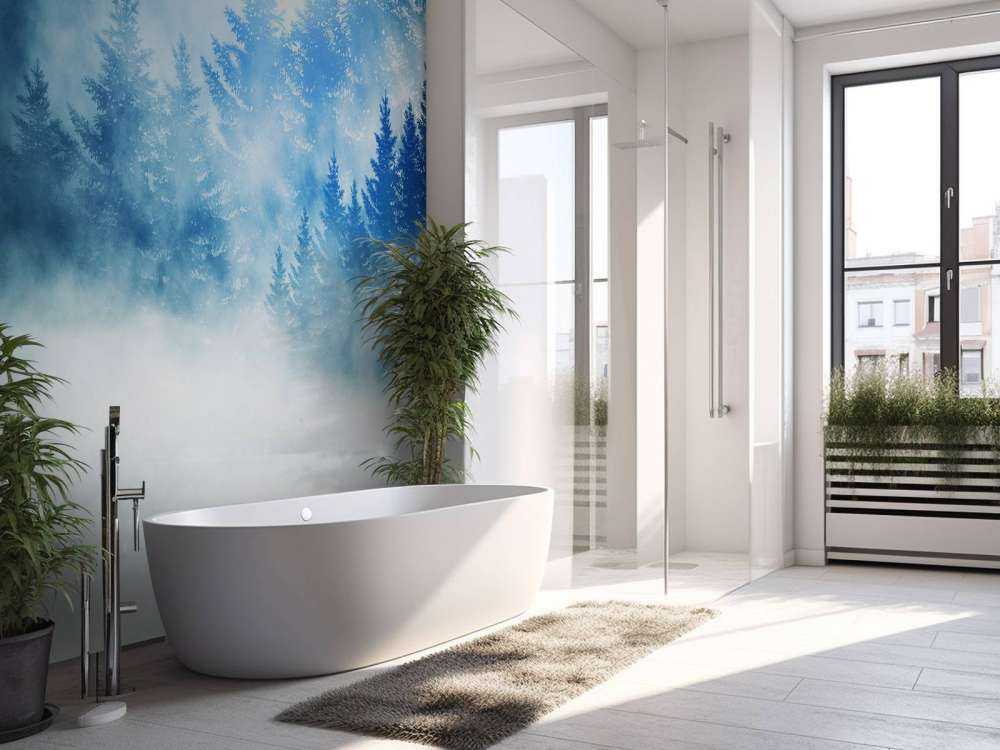 Dark forest with snow