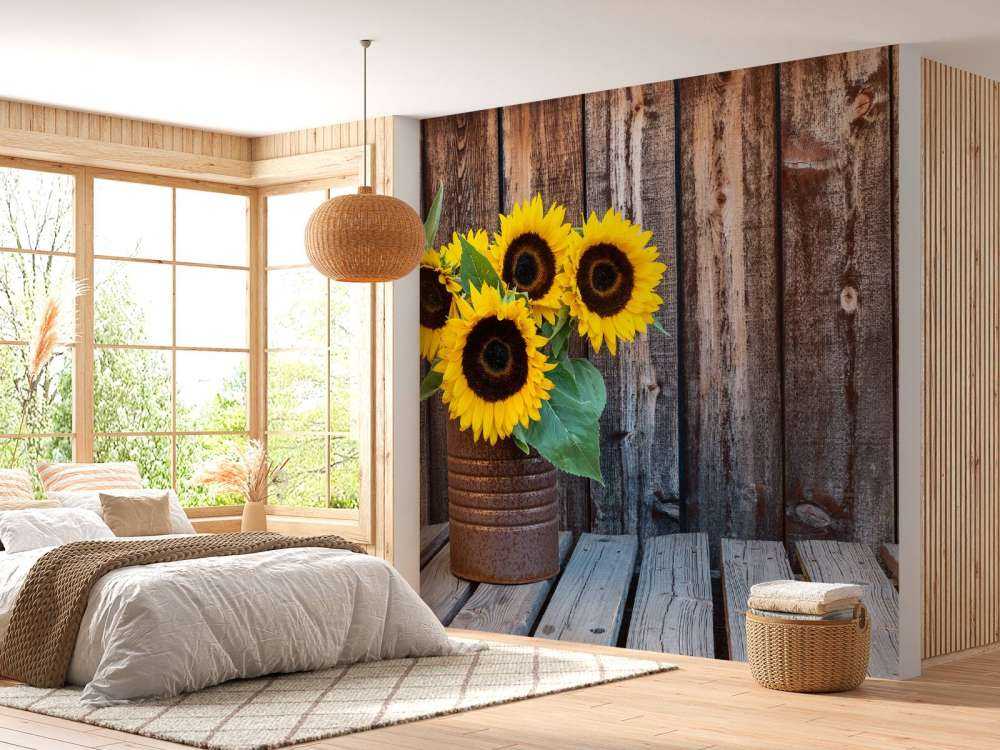 Vase with sunflowers
