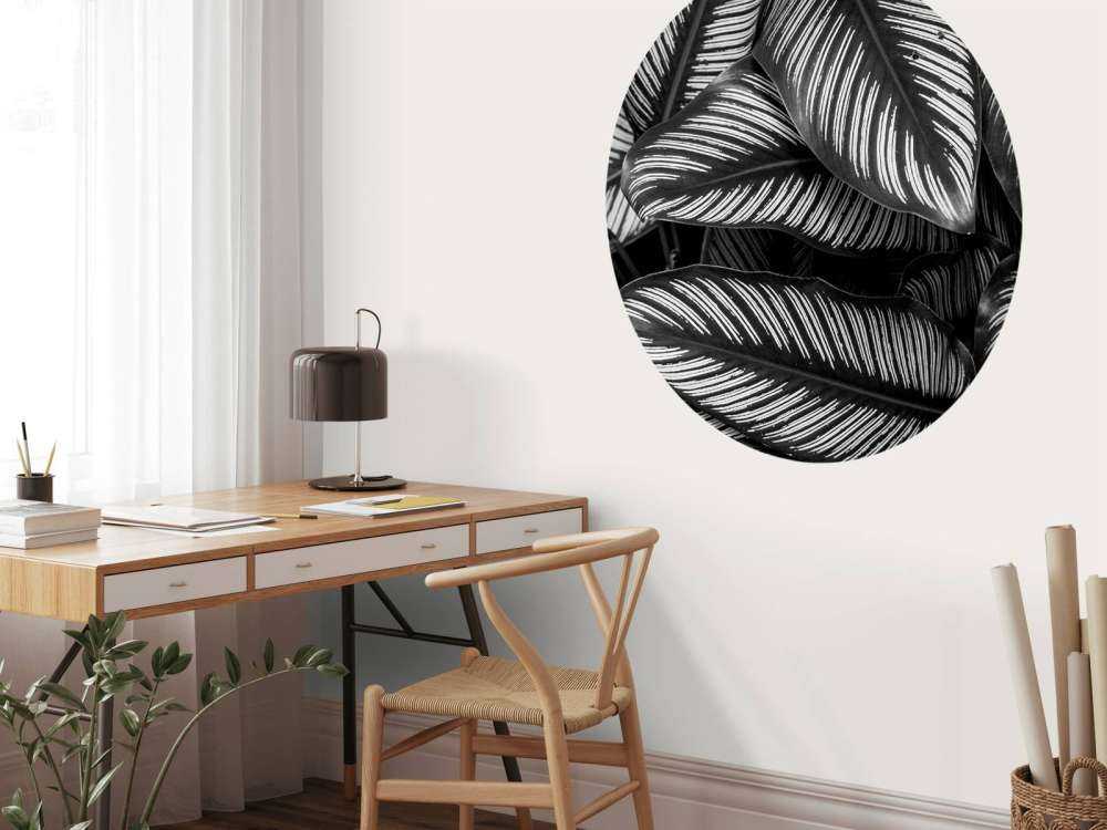 Black and white palm leaves