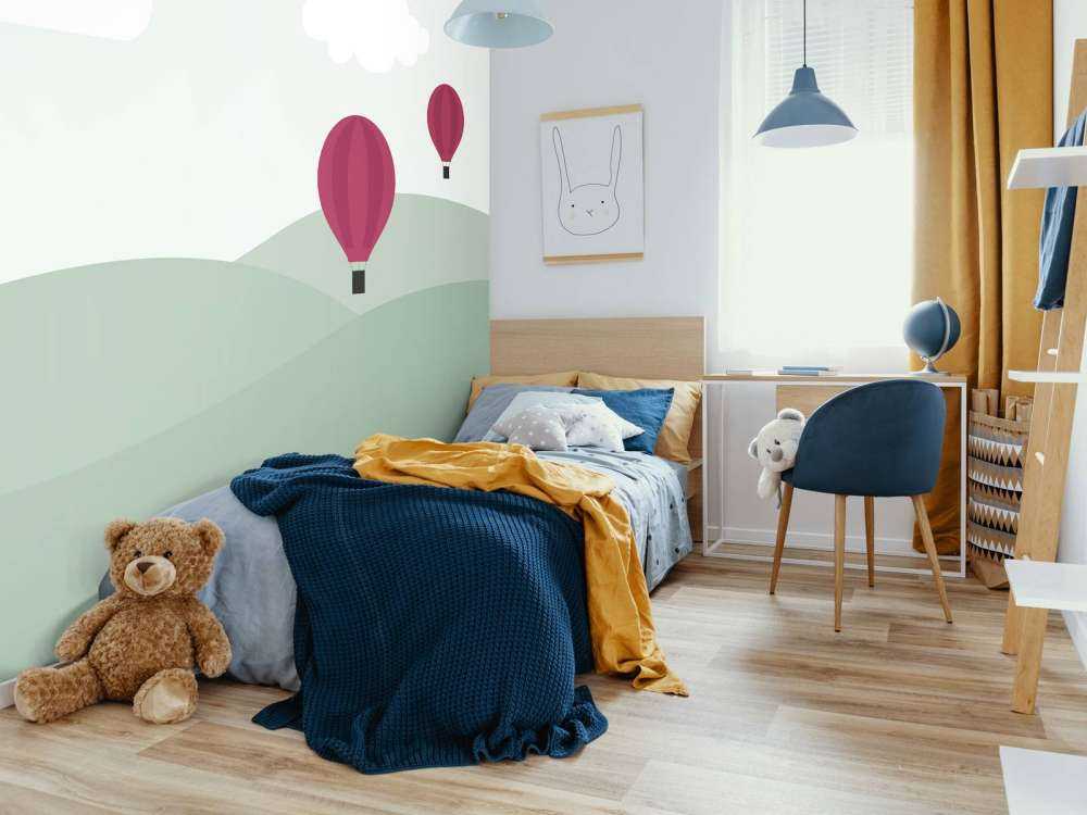 Hills with hot air balloons