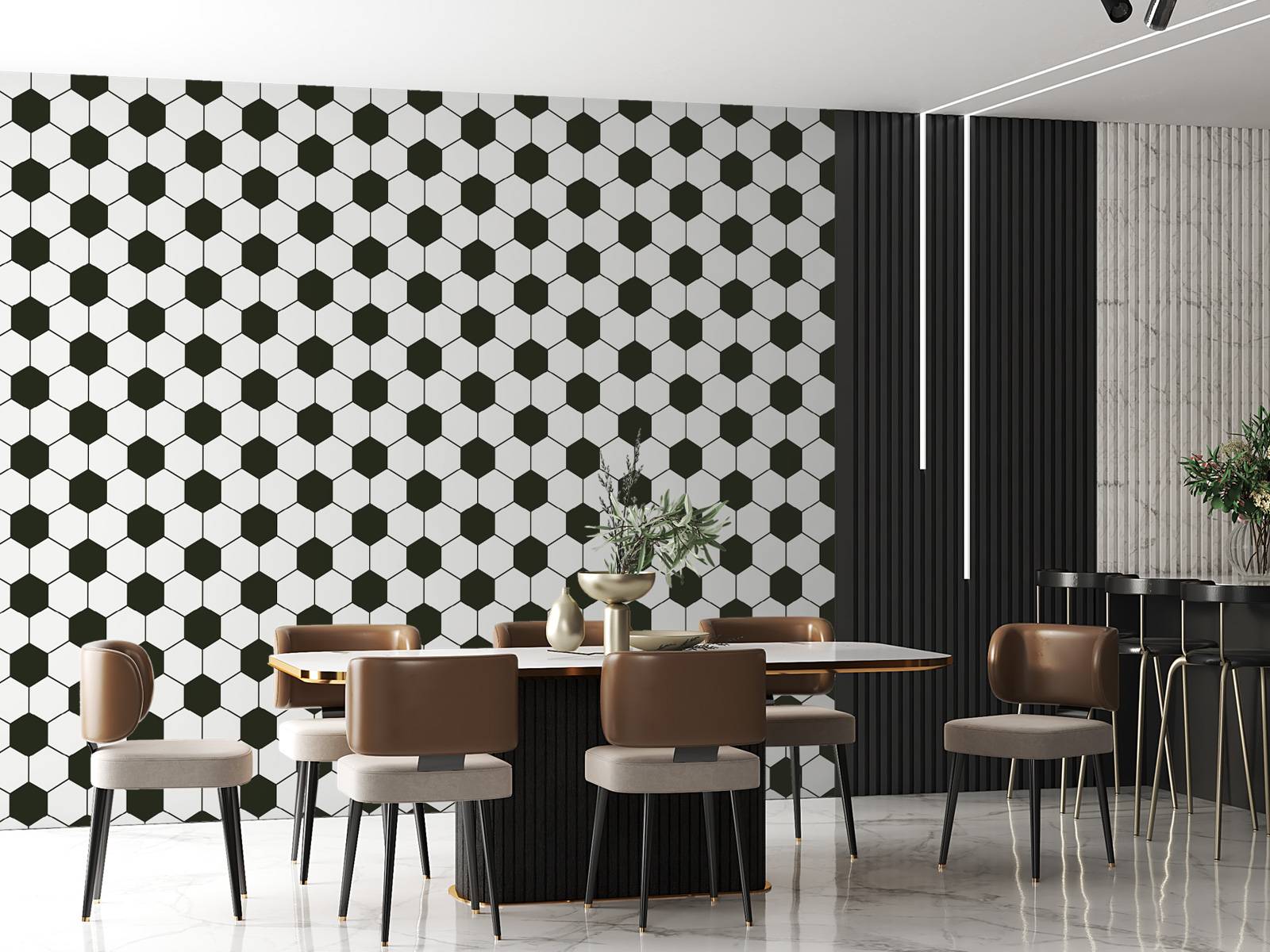 Black and white geometric polygons