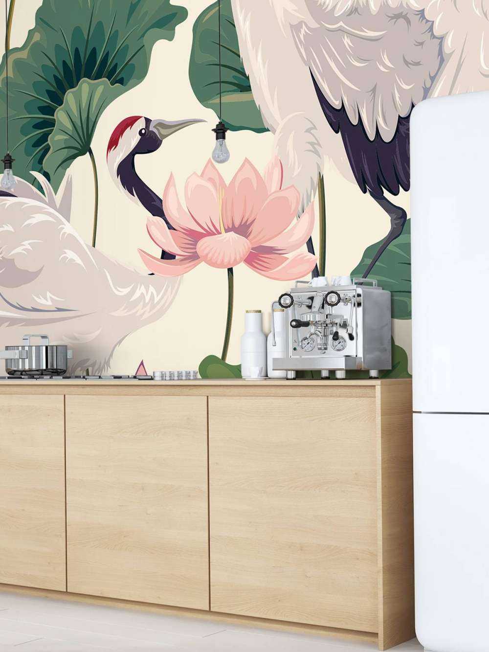 Kraanvogel paar met lotus