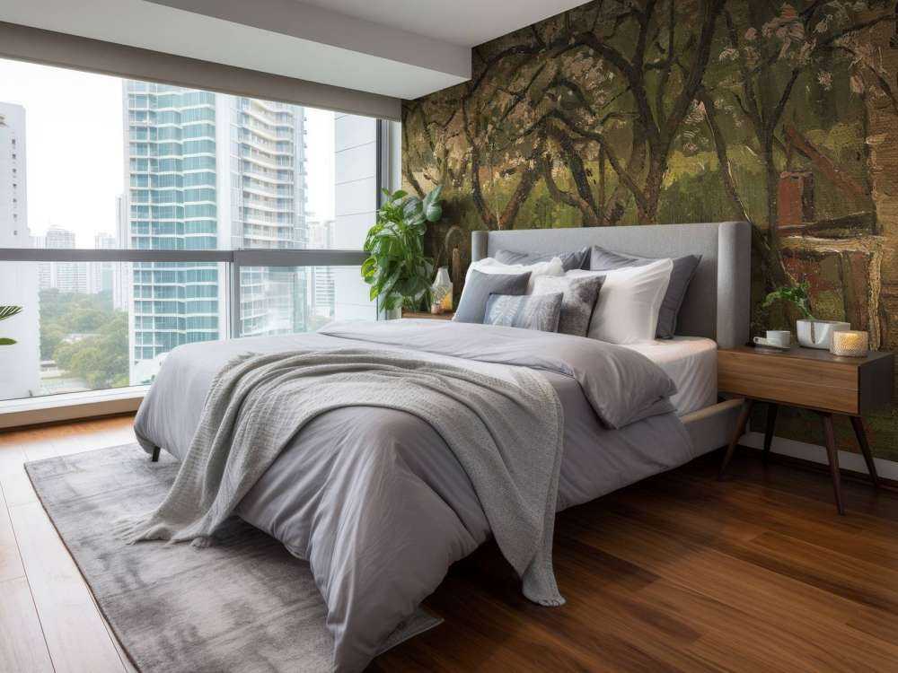 Flowering tree in an orchard