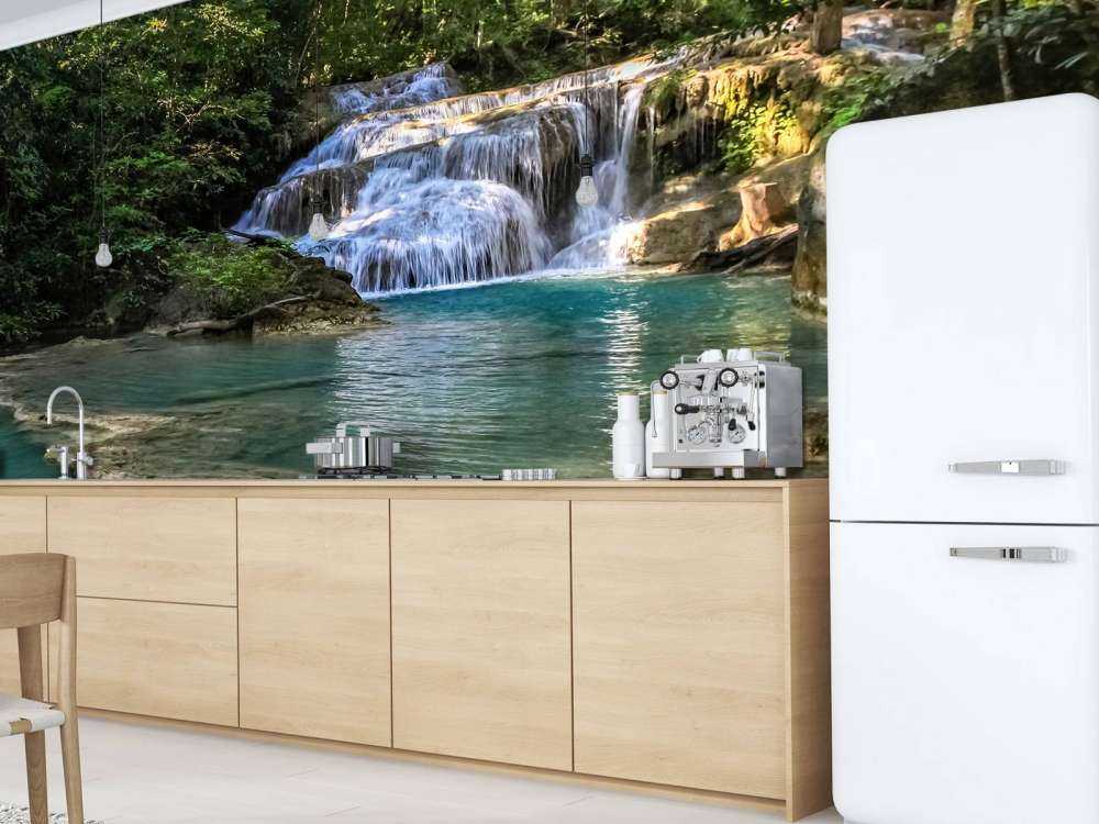 Fishing at a waterfall