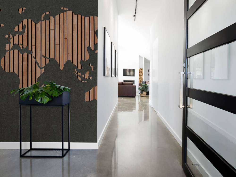 World map with wooden boards