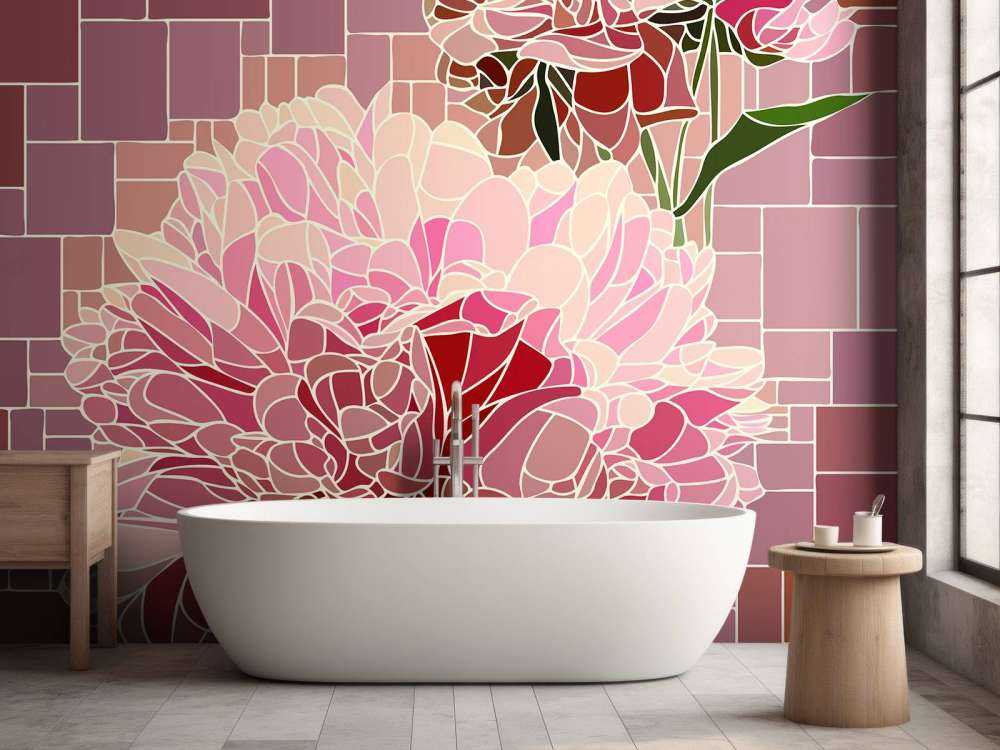 Pink flowers mosaic