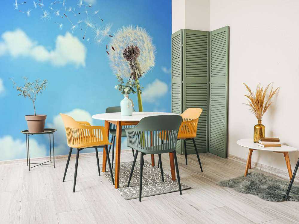 Flying dandelion seeds