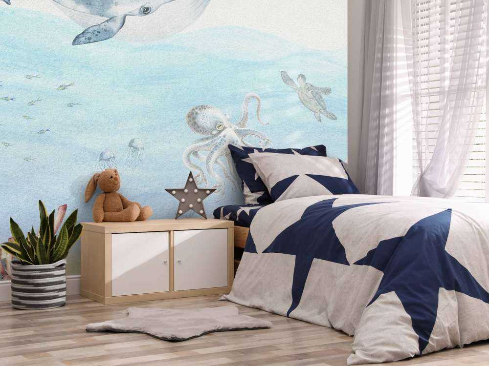 Underwater world with a whale