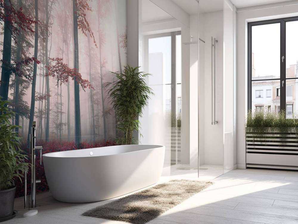 Red forest landscape